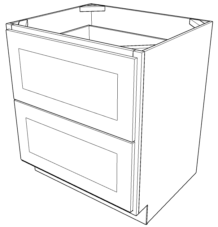 Shaker White Drawer Base Two Drawers-36"W x 34 1/2"H x 24"D
