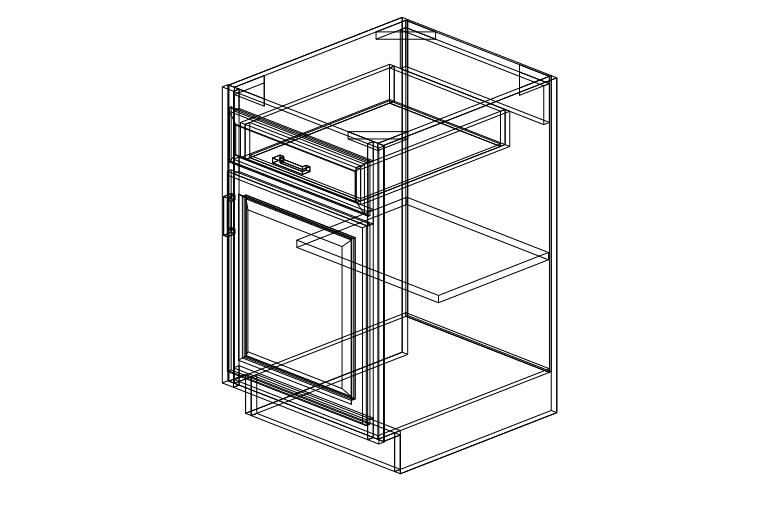 Pewter Green One Drawer One Door-21"W x 34 1/2"H x 24"D