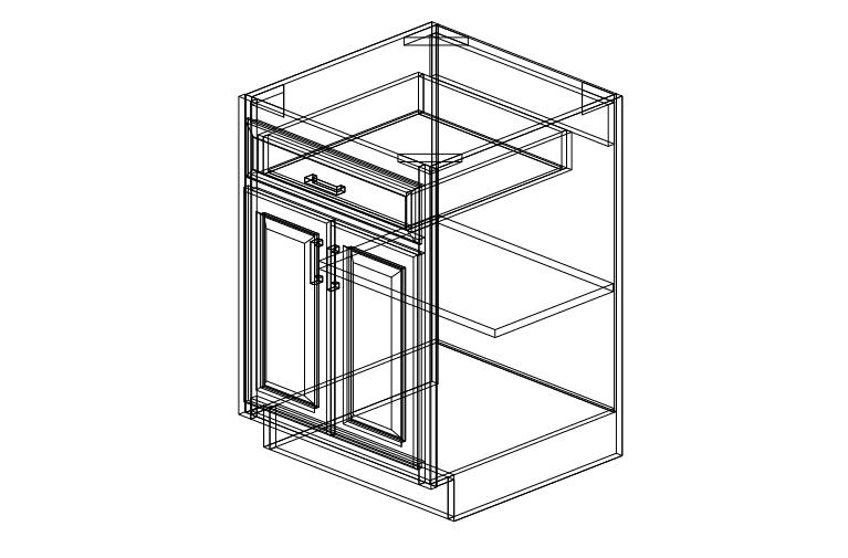 Shaker Black One Drawer Two Doors-24"W x 34 1/2"H x 24"D