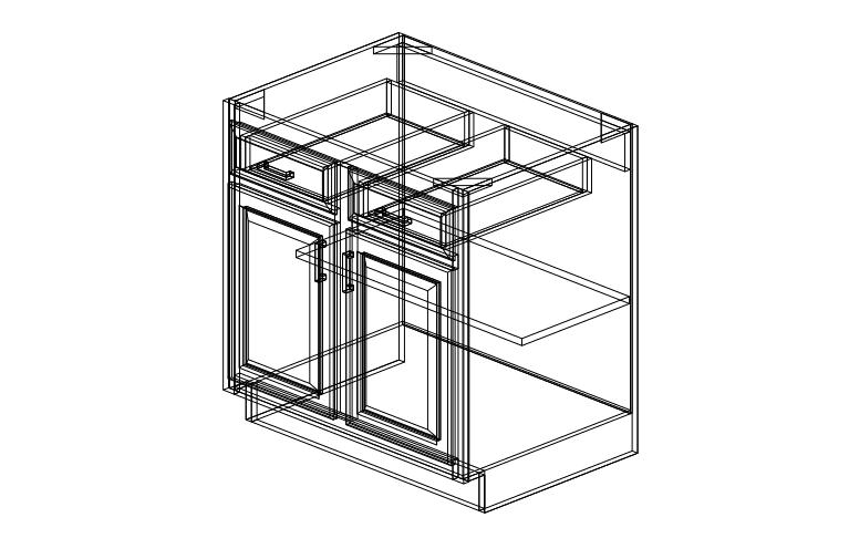 Shaker Brown Two Drawers Two Doors-33"W x 34 1/2"H x 24"D