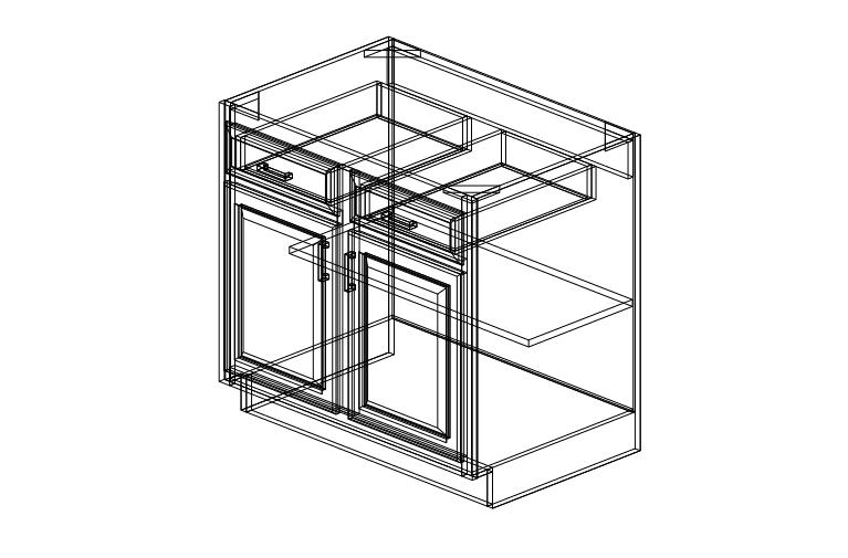 Shaker Green Two Drawers Two Doors-36"W x 34 1/2"H x 24"D