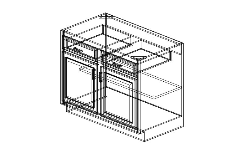 Shaker Black Two Drawers Two Doors-42"W x 34 1/2"H x 24"D