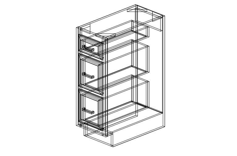 Shaker White Drawer Base Three Drawers-12"W x 34 1/2"H x 24"D
