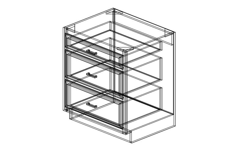 Shaker Black Drawer Base Three Drawers-30"W x 34 1/2"H x 24"D