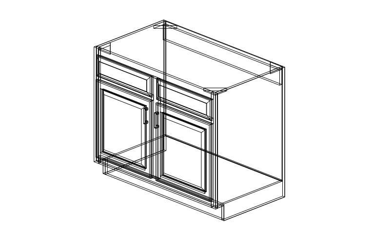 Shaker Grey Sink Base One Drawer Two Doors-42"W x 34 1/2"H x 24"D