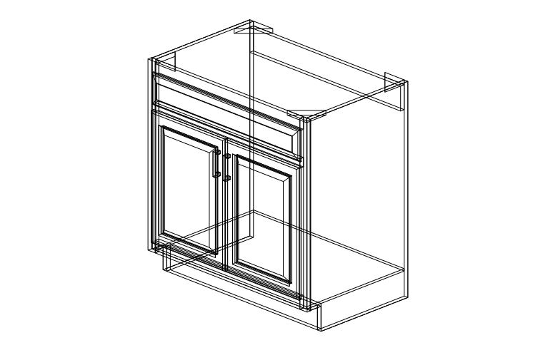 Shaker Green Sink Base One Drawer Two Doors-33"W x 34 1/2"H x 24"D