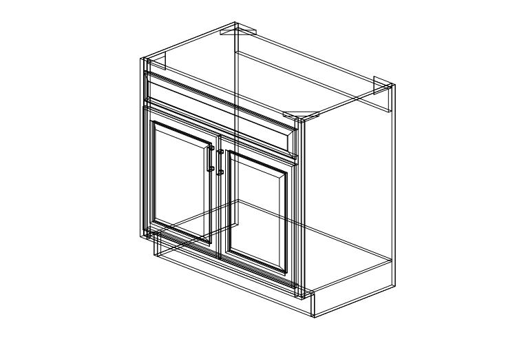 Shaker Grey Sink Base One Drawer Two Doors-36"W x 34 1/2"H x 24"D